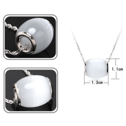 14K White Gold Plated Lucky Moonstone Pendant Necklace