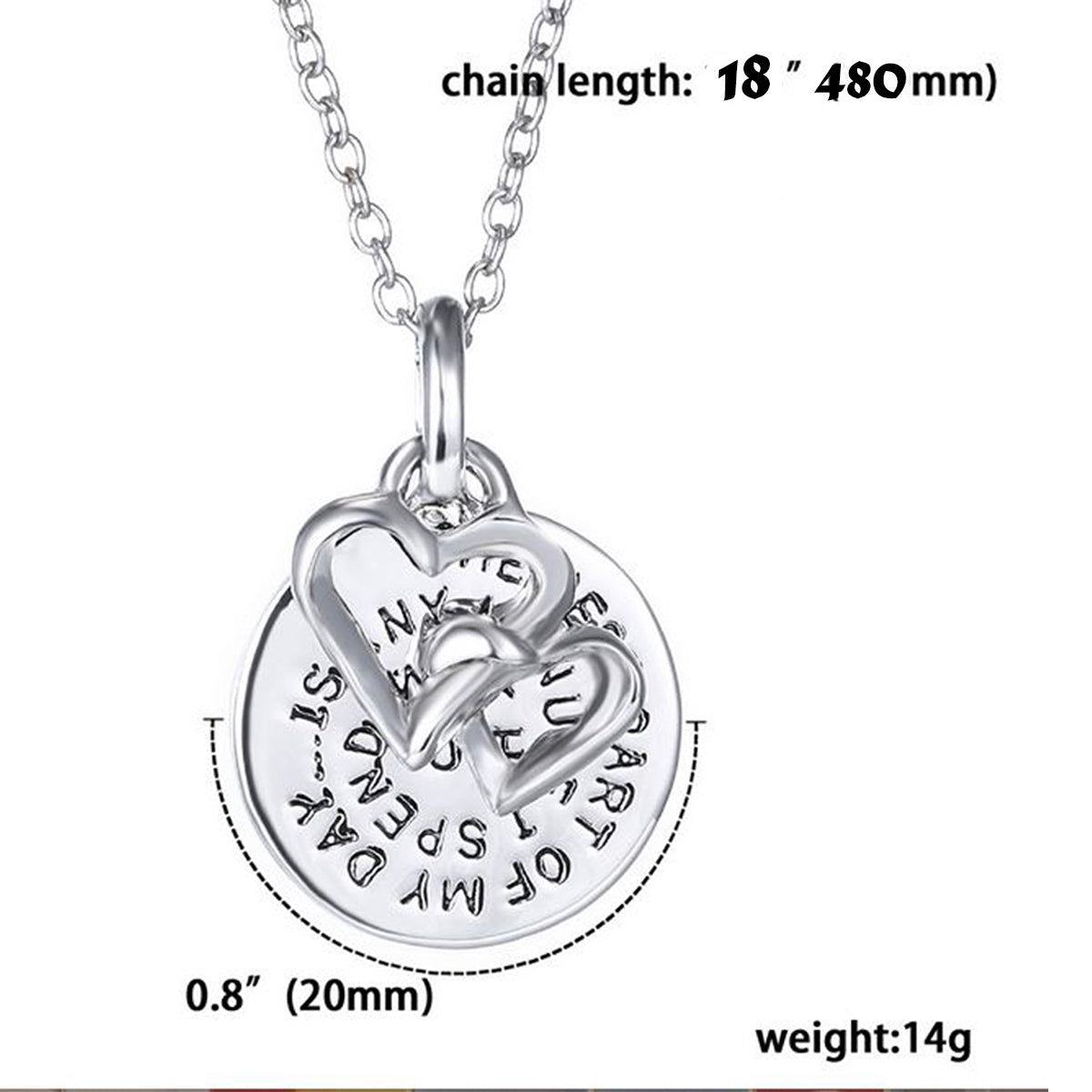 14k White Gold Plated Engraved Pendant Necklace