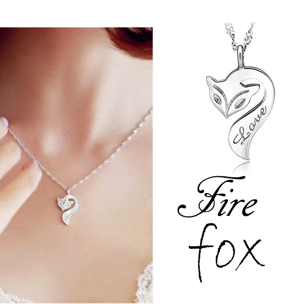 White Gold Plated Firefox Pendant Necklace