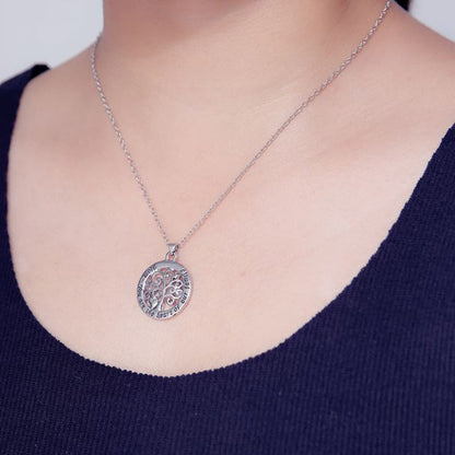 14k White Gold Plated Engraved Pendant Necklace