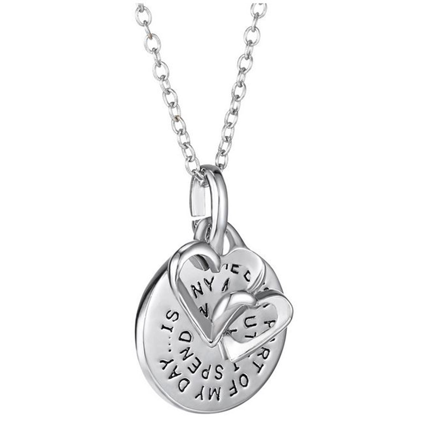 14k White Gold Plated Engraved Pendant Necklace