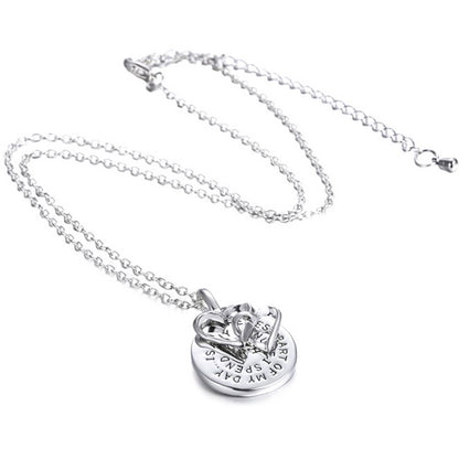 14k White Gold Plated Engraved Pendant Necklace